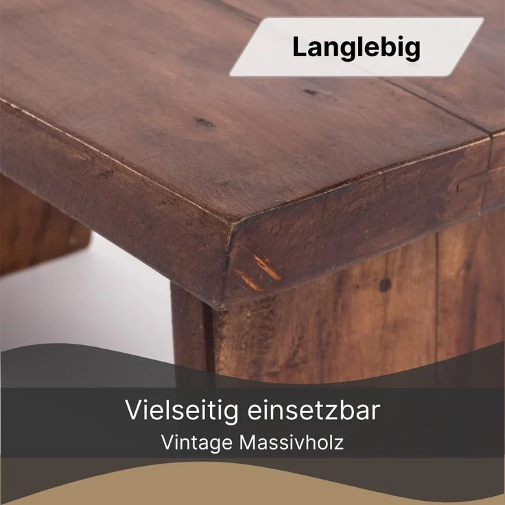 DESIGN DELIGHTS Hocker NOSTALGISCHER FUßHOCKER "SCHEMEL", Altholz massiv, Holzhocker, Farb – Bild 6