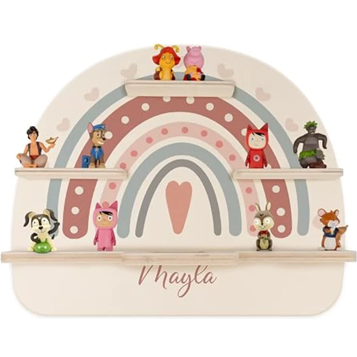 KIDSMOOD - Personalisiertes Tonie Regal für Kinderzimmer | Regenbogen Wand-Regal mit genügend Platz für Tonie-Hör-Figuren, Aussparung für Tonie-Musikbox & Kabelmanagement, Tonie Regal Mädchen & Jungen – Bild 2