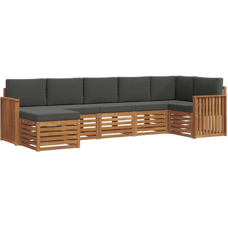 vidaXL Outdoor-Sofagarnitur 7 stk. 6-Sitzer Natur und Anthrazit 3375167 – Bild 2