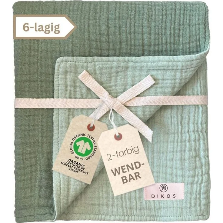 Babydecke Musselin Babydecke 6-lagig gekreppt, 100% GOTs Bio-Baumwolle, DIKOS, PREMIUM Qualität, 70x100 cm, atmungsaktiv, nachhaltig, kuschelweich – Bild 4