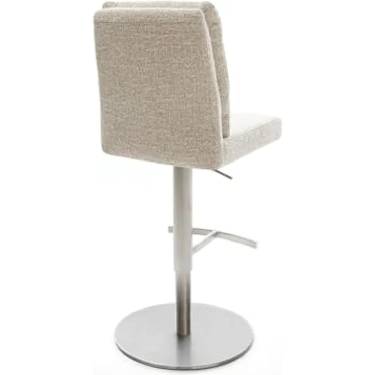 Barstuhl Pela-Flex Webstoff Soft Beige Drehfuß höhenverstellbar Edelstahl Silberfarben – Bild 6