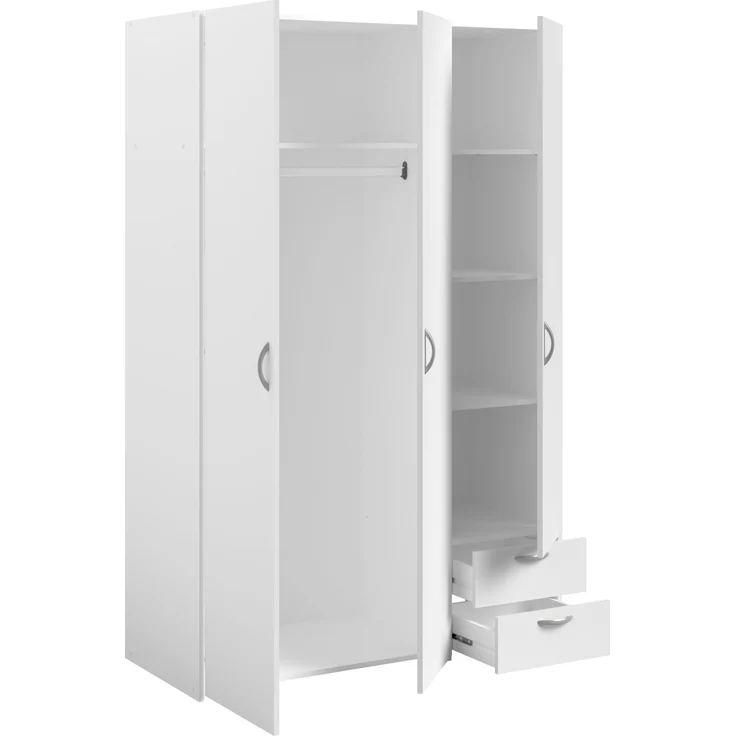 Kleiderschrank >Parisot Daily 2< 3 Türen, 2 Schübe, in Weiss - 120x185x51cm (BxHxT) – Bild 4