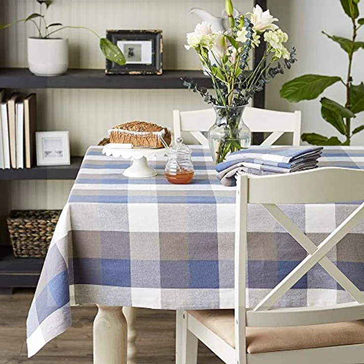 DII Tischdecke, 100% Baumwolle, rund, 178 cm, Blau – Bild 4