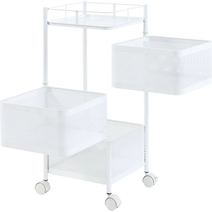Rollwagen Sunndal mit 3 Ebenen 64,5x27x27cm Weiß [en. casa] – Bild 4