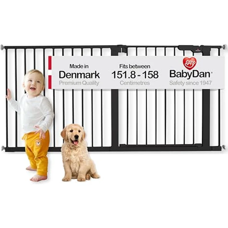 Extra breit / Flur / Treppenabsatz / Küche / Treppe und Babydruckschutzgitter 151,8-158 cm / 59,8"-62,2" Schwarz – Bild 5