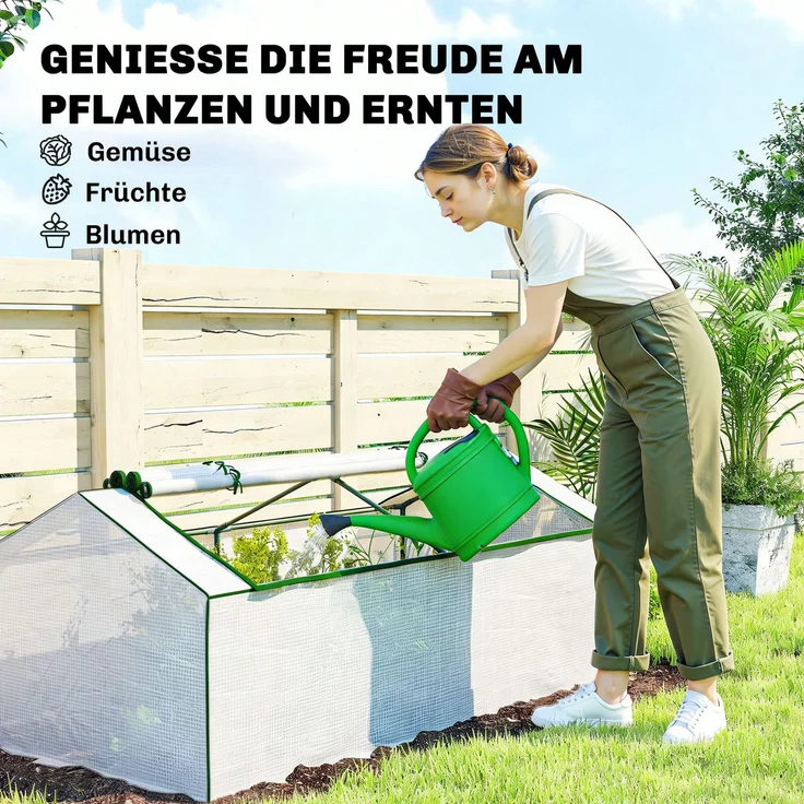 Outsunny Gewächshaus, Metall, PE, Weiß, 180L x 90B x 70H cm – Bild 7
