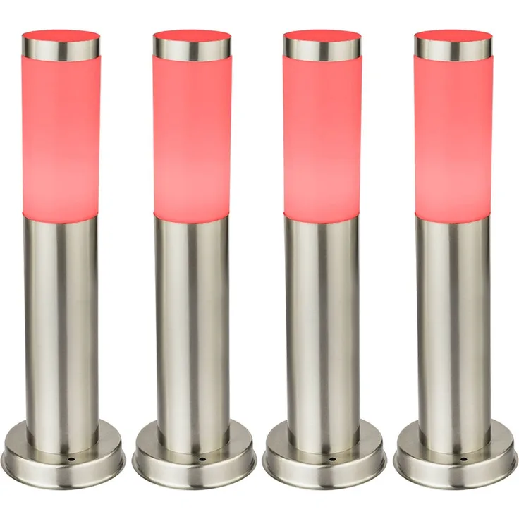 4er Set RGB LED Stehleuchten, Edelstahl, Höhe 45 cm, BOSTON