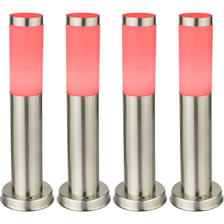 4er Set RGB LED Stehleuchten, Edelstahl, Höhe 45 cm, BOSTON – Bild 1