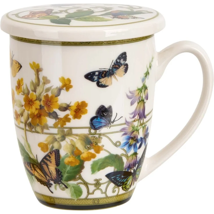 DUO Becher FLORAL RHAPSODY, 360 ml, mit Teesieb und Deckel, New Bone China Porzellan – Bild 3
