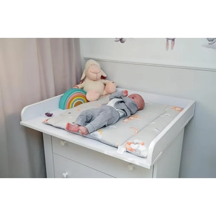 Wickelauflage Wickelunterlage aus Baumwolle 75x72 cm - Weich und waschbar Wickelunterlage für Babys Wickelmatte aus Stoff für Wickeltisch Wickelkommode oder Waschmaschine 75x72 Kaninchen – Bild 7