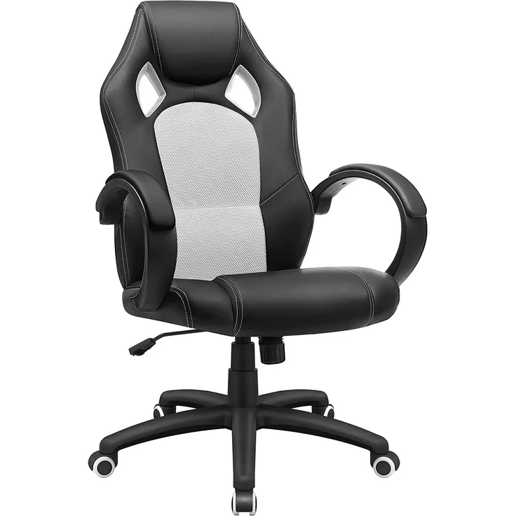 Songmics Racing Stuhl Bürostuhl Gaming Stuhl Chefsessel Drehstuhl PU, schwarz-weiß, OBG56BW – Bild 1