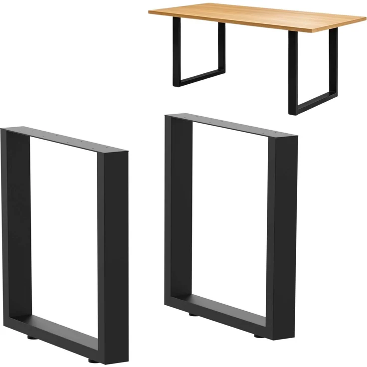 DanDiBo 2x Tischbeine Metall Schwarz 72 x 70 cm Tischgestell Höhenverstellbar 96661 Tischfüße Möbelfüße Tischkufen Esstisch Beine – Bild 1