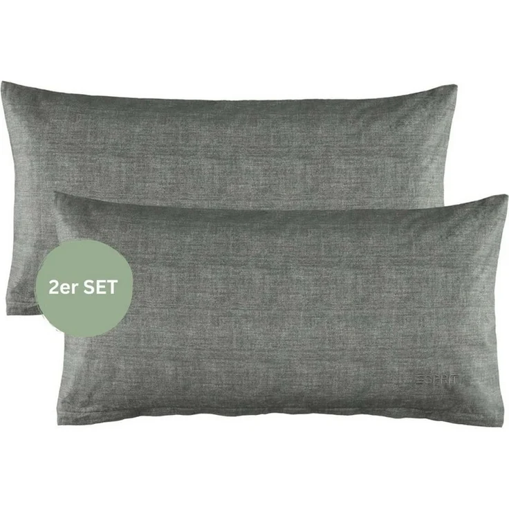 Esprit Bettwäsche HARP Renforcé Kissenbezüge und Bettwäsche, Baumwolle, 2 teilig, 40 x 80 cm 2er Pack in Anthrazit – Bild 1