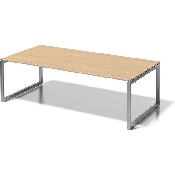 Cito Chefarbeitsplatz/Konferenztisch, 740 mm höhenfixes O-Gestell, H 19 x B 2400 x T 1200 mm, Dekor ahorn, Gestell silber