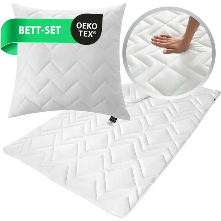 SEI Design Einziehdecke SET 2x Mikrofaser Winter Bettdecken 135x200 + 2x Kissen 80x80, Füllung: Polyester, kochfest – Bild 2