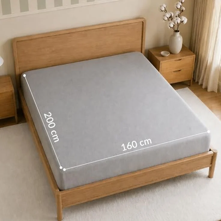 Twinzen Spannbettlaken Baumwoll-Jersey, 160x200 cm in Grau, hohe Steghöhe 30 cm, Oeko-Tex zertifiziert und pflegeleicht – Bild 3