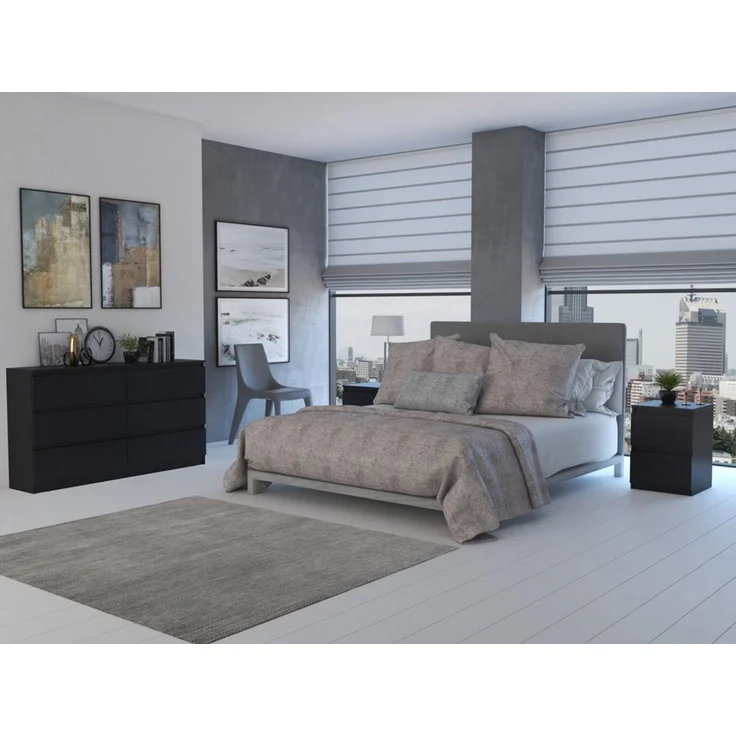 Home Collective Kommode Highboard Sideboard für Flur Schlafzimmer Wohnzimmer (Perfekt für Wohnzimmer, Schlafzimmer oder Esszimmer), mit 6 Schubladen, Breite 140 cm Höhe 75, Schwarz – Bild 2