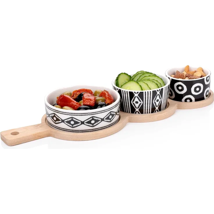 Bubble-Store Snackschale Tapas-Set, Keramik, Bambus, (Tapas Keramik-Schalen), Tapas-Schale