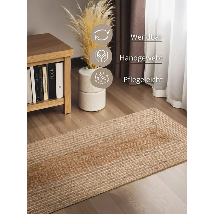 HANSE Home Teppich Juno Line Juteteppich, rechteckig, Höhe: 9 mm, Jute, Shape, Handgemacht, Wohnzimmerteppich, Naturteppich, Wohnzimmer – Bild 3