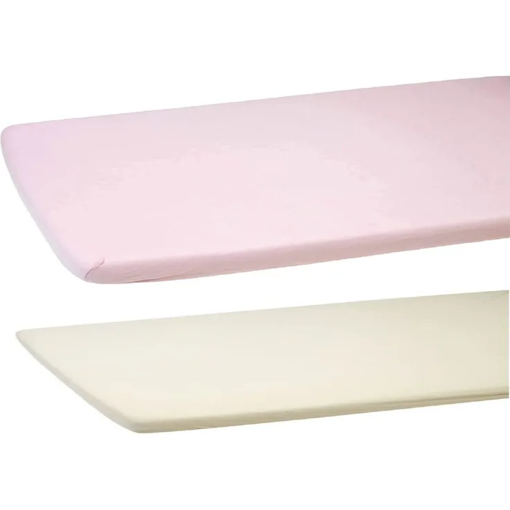 DuDu N Girlie Dicke Baumwolle Reisebett Spannbettlaken, 65x95 cm, 2-teilig, cremefarben/Rosa