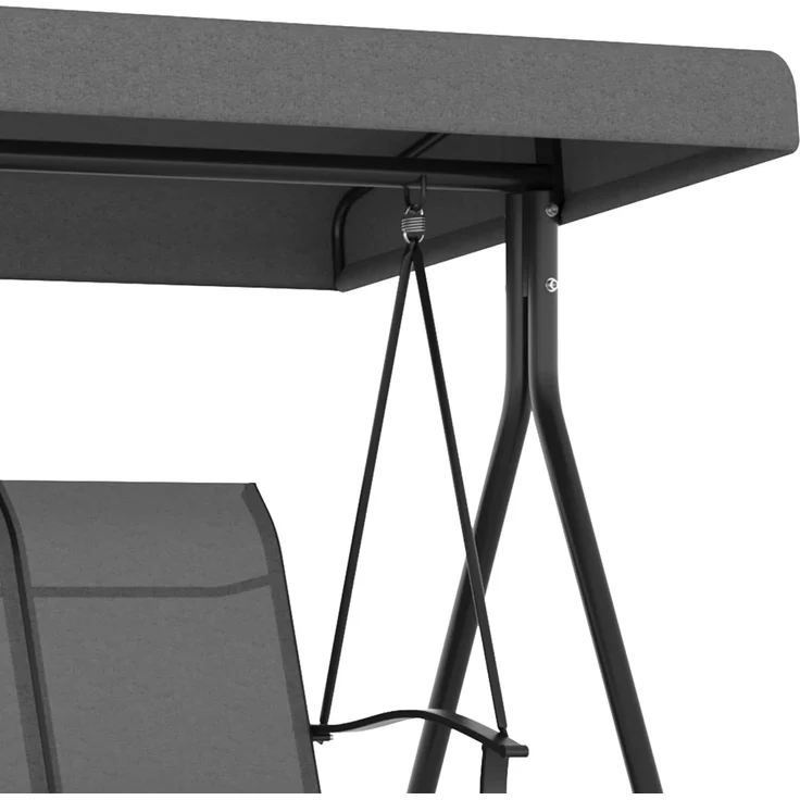 Outsunny Hollywoodschaukel Gartenschaukel mit Verstellbarem Dach, mit Armlehne, 3-Sitzer, Verstellbares Dach, Relaxstuhl, 1 tlg, Schaukelstuhl, für Garten, Balkon, Dunkelgrau – Bild 9