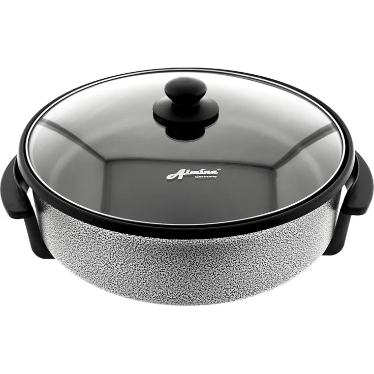 Almina Elektrische Multifunktionspfanne Bratpfanne Pizzapfanne Antihaftbeschichtet 42x7 cm