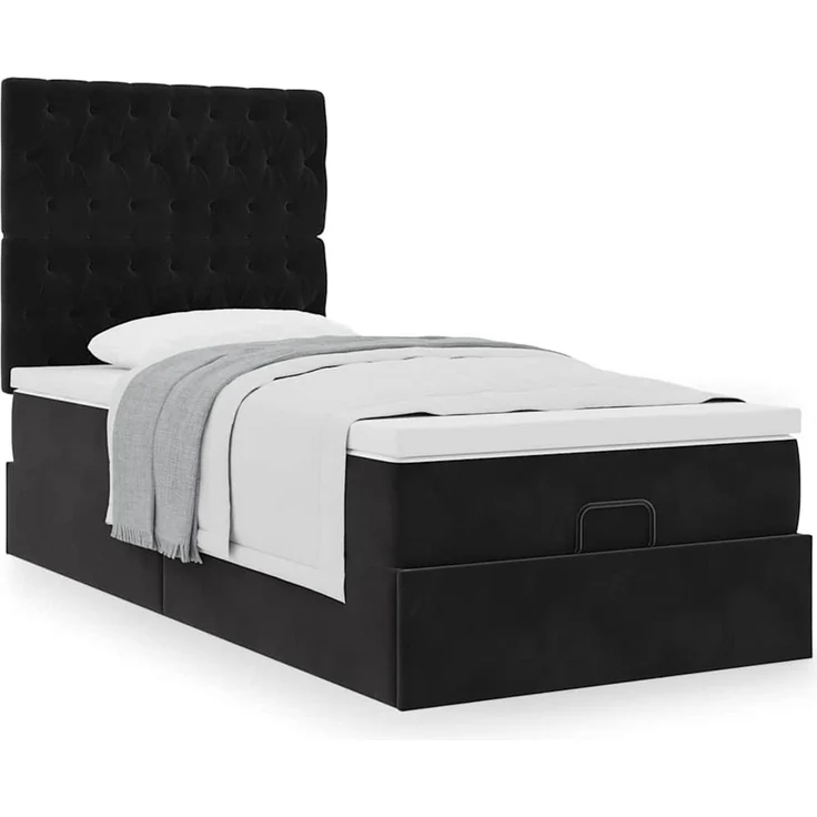 vidaXL Ottoman-Bett mit Matratzen Schwarz 90x200 cm Samt 3313519 – Bild 12