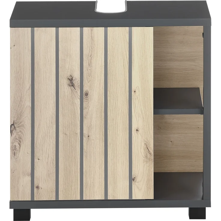 NIZZA Badezimmer Waschbeckenunterschrank in Graphit, Artisan Eiche Optik - Bad Unterschrank Badezimmerschrank mit viel Stauraum - 60 x 60 x 37 cm (B/H/T) – Bild 5