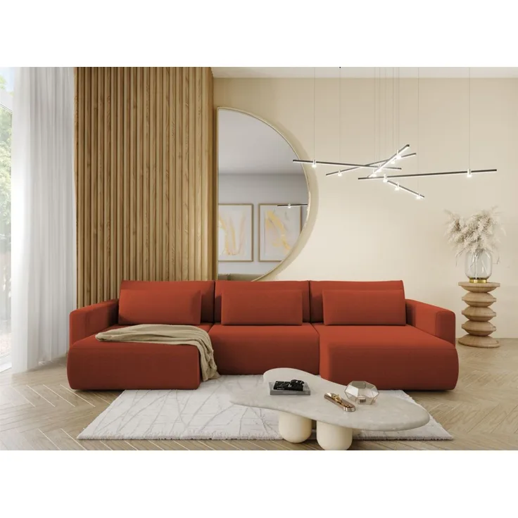 Wohnlandschaft Sofa mit Schlaffunktion CHAIRA Stoff Curio Ziegelrot