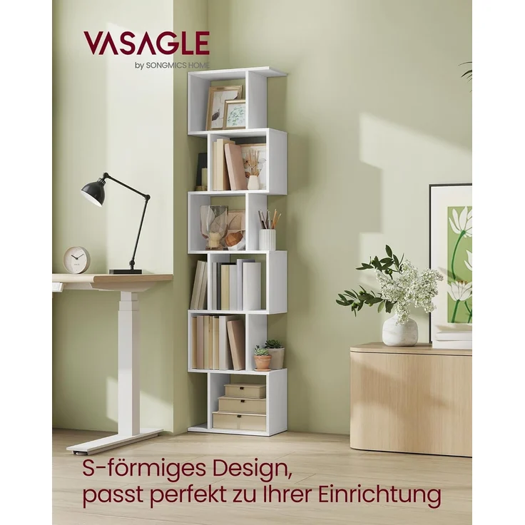 VASAGLE 'LBC461W01' Bücherregal mit 6 Ebenen, weiß, 24 x 40 x 191 cm – Bild 4