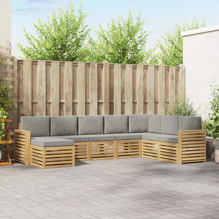 vidaXL Outdoor-Sofagarnitur 8 stk. 8-Sitzer Weiß und Hellgrau 3392321 – Bild 1