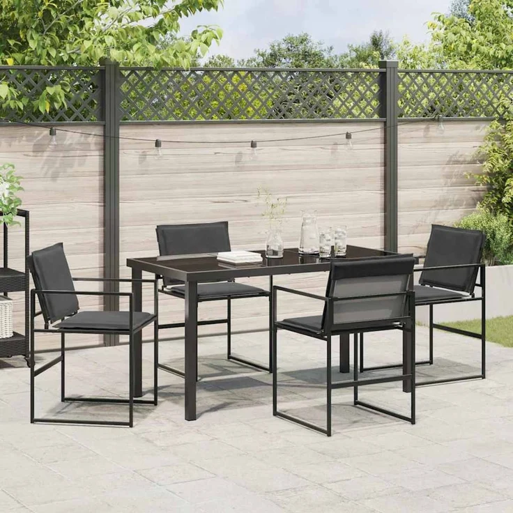 Garten Essgruppe 5 pcs, Gartenmöbel Schwarz 140 x 70 x 73 cm – Bild 4