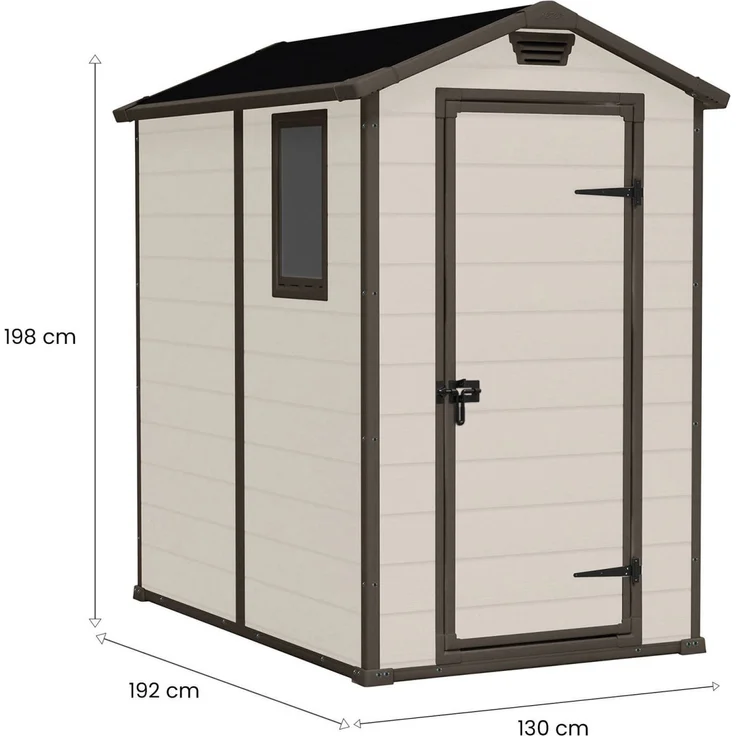 Dmora Gartenhaus Cranbrook, Gartenhütte, Gartenhaus, Werkzeugschuppen, 130x192 h198 cm, Beige – Bild 3