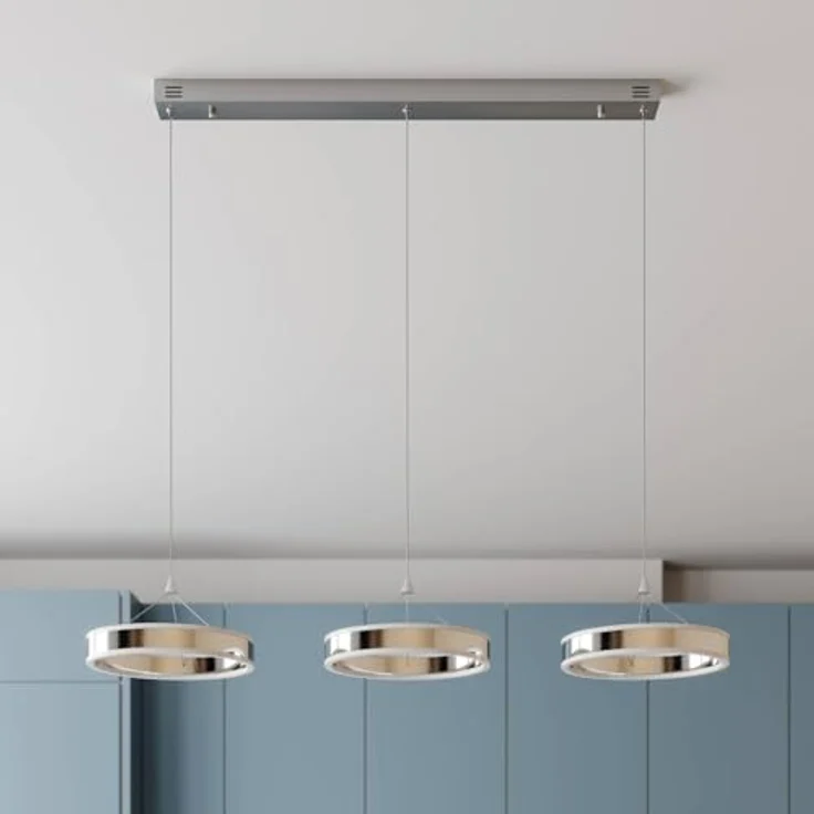 LUCANDE LED-Pendellampe Lyani, 115cm, 3-flg., dimmbar, chrom – Bild 4