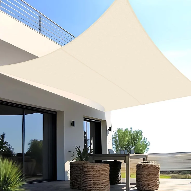 SUNNY GUARD Sonnensegel Wasserdicht 4x5m Rechteckig Sonnenschutz Wetterschutz Segel Baldachin UV Schutz für Balkon Terrasse Garten, Helles Khaki – Bild 1