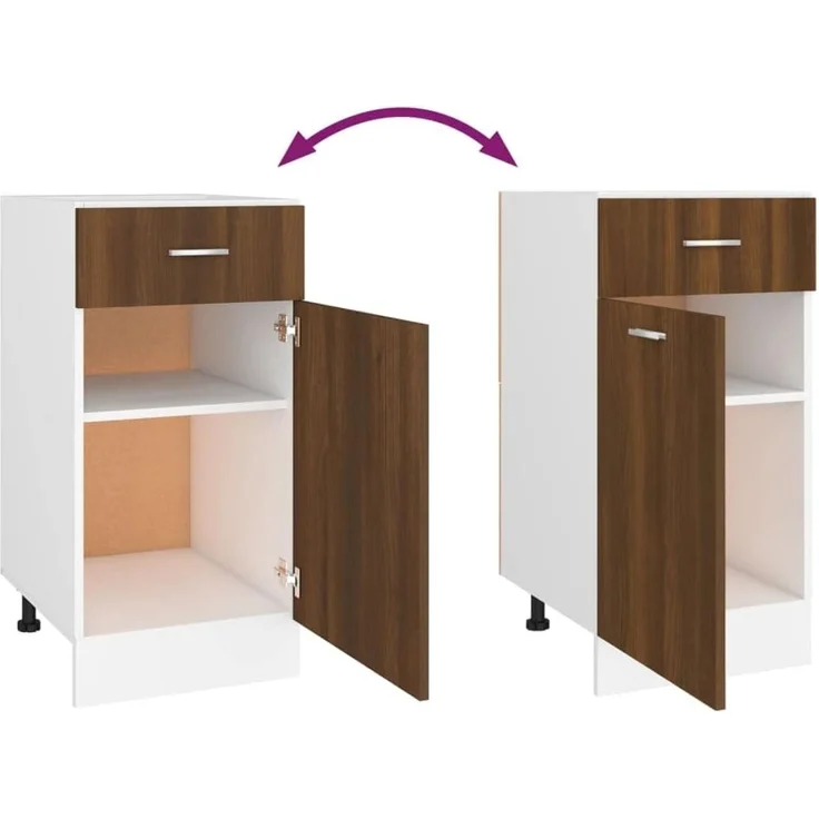 vidaXL Unterschrank, Küchenschrank mit Schublade 2 Fächern, Geschirrschrank für Küche, Küchenunterschrank Schrank Küchenmöbel, Braun Eichen-Optik – Bild 8