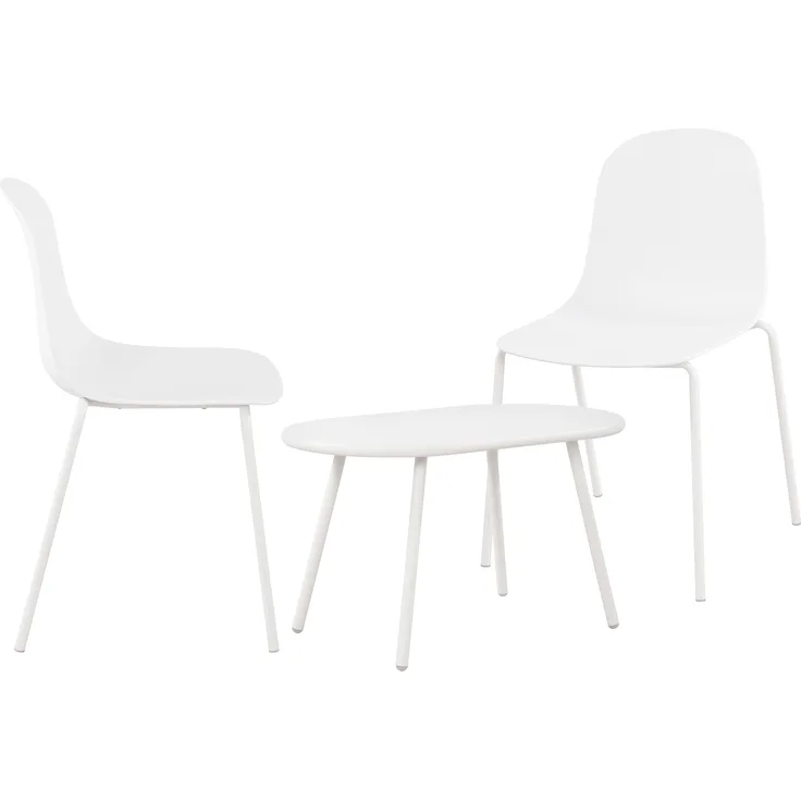 CLP 2er Sitzgruppe Veldin Set 1 Tisch 2 Stapelstühle wetterfest UV-beständig,weiß