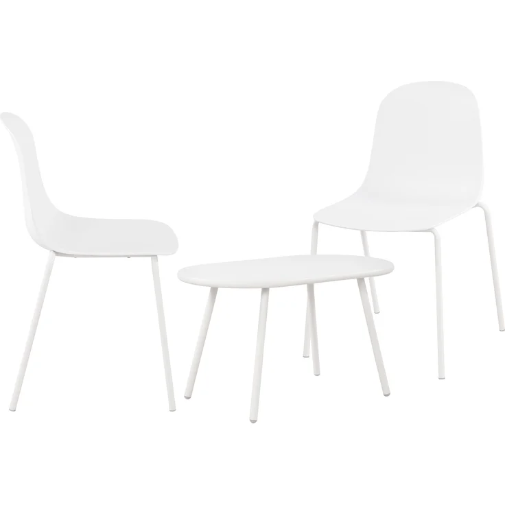 CLP 2er Sitzgruppe Veldin Set 1 Tisch 2 Stapelstühle wetterfest UV-beständig,weiß – Bild 1