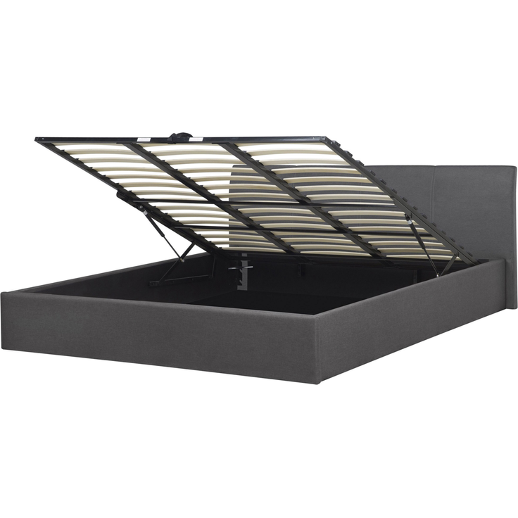 Polsterbett Leinenoptik grau mit Bettkasten hochklappbar 180x200 cm ORBEY