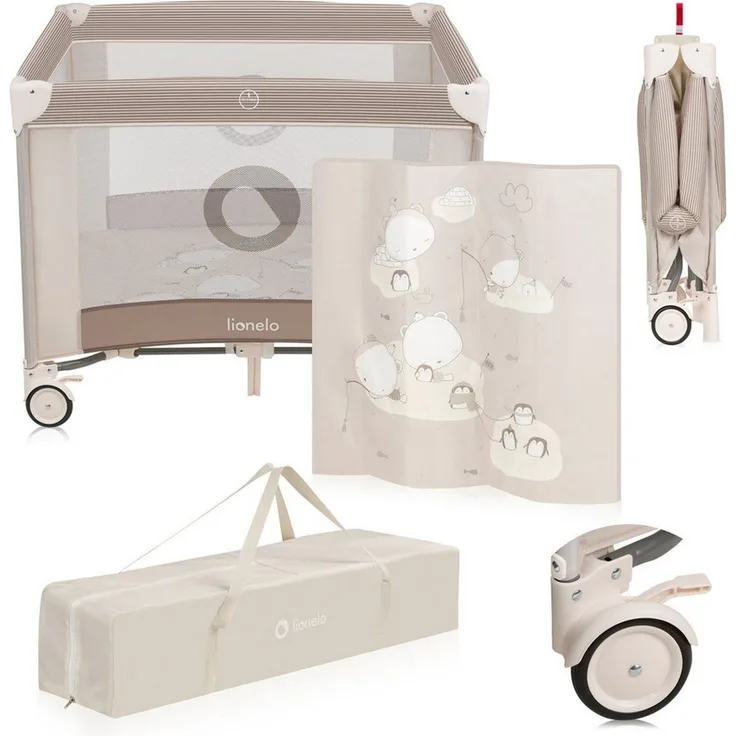 lionelo Laufgitter BONNIE (Set), Große Fläche, Seiteneingang, leicht klappbar, Transporttasche