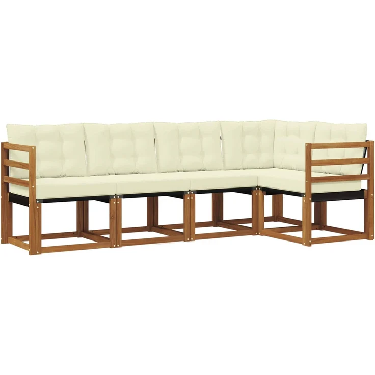 vidaXL Outdoor-Sofagarnitur 5 stk. 5-Sitzer Natur und Creme 3368653 – Bild 2