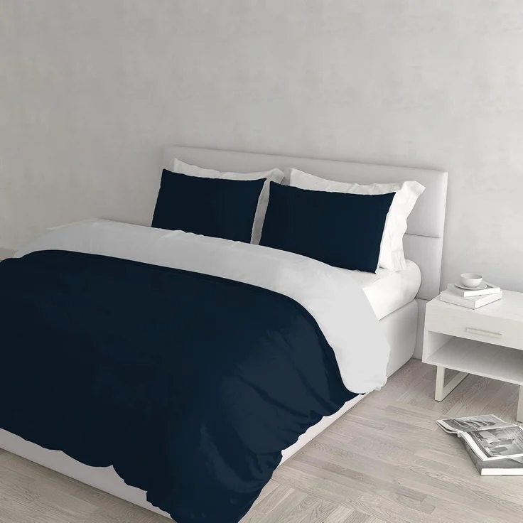 Italian Bed Linen Natural Color Doubleface Bettbezug, 100% Baumwolle, hell Grau/Rauch, Doppelte – Bild 1
