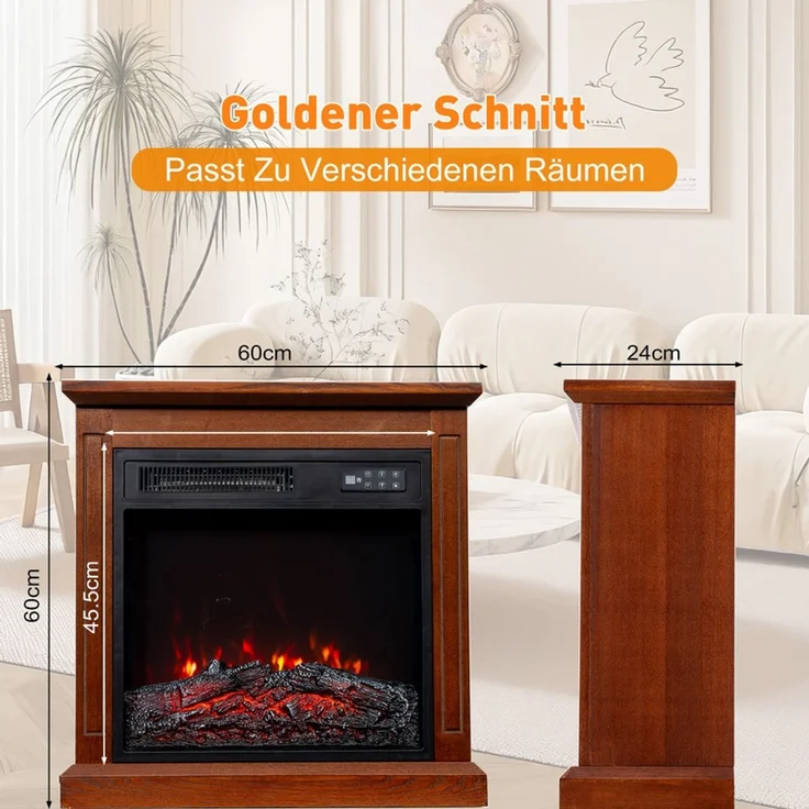 HOMAVO Elektrokamin mit Schrank, 18''/23'' Elektrokamin mit Heizung, 3D-Flammeneffekt, Fernbedienung, Timer(18'') – Bild 9