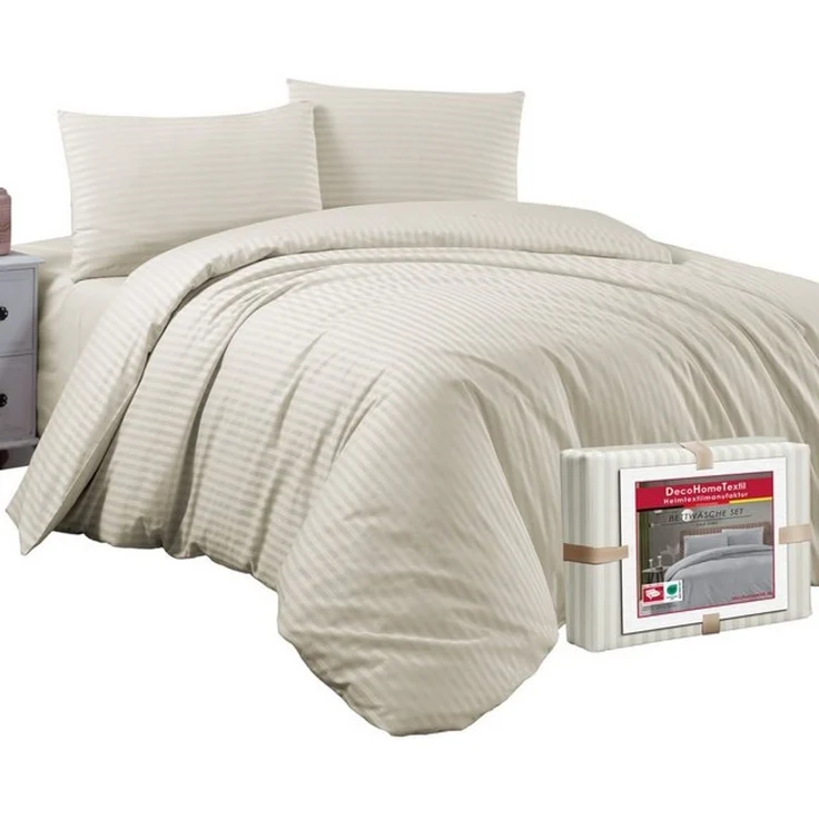 DecoHomeTextil Heimtextilmanufaktur Bettwäsche Set Bettgarnitur mit Reißverschluss Polycotton Streifen – Bild 4