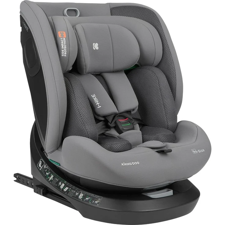 Kikkaboo i-Size Kindersitz i-Hike (40-150 cm) Isofix, 360° drehbar, verstellbar grau/hellgrau – Bild 1