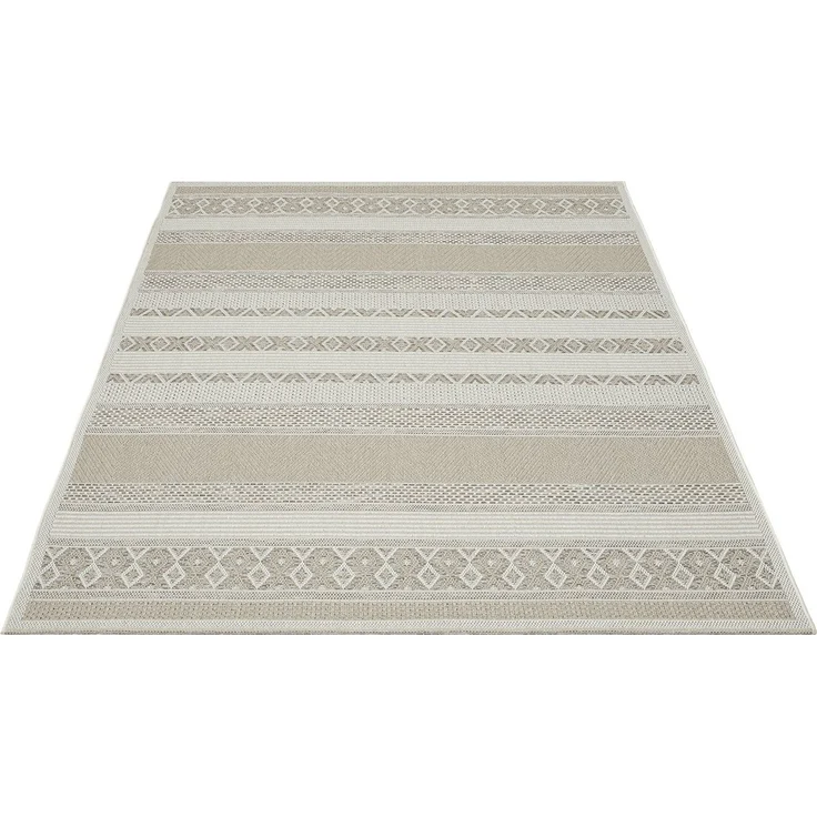 the carpet Calgary - robuster Teppich, Flachgewebe, modernes Design, ideal für Küche und Esszimmer, Vintage-Optik, Boho-Style, besonders flach, auch für den Außenbereich, Beige, 160x220 cm – Bild 2