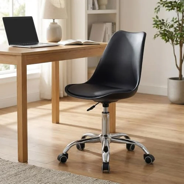 Brigros WeHome Moderner Bürostuhl Jugendzimmer Arbeitszimmer Wartezimmer Bürostuhl mit Kunstledersitz (Black) – Bild 3