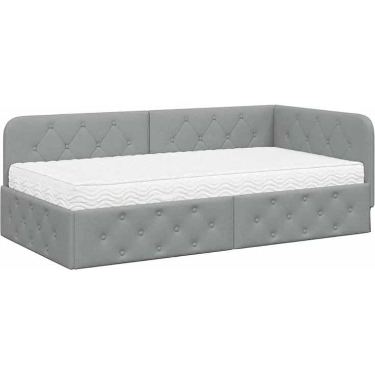 vidaXL Eckbettgestell Hellgrau 90 x 190 cm Stoff 3394037 – Bild 1