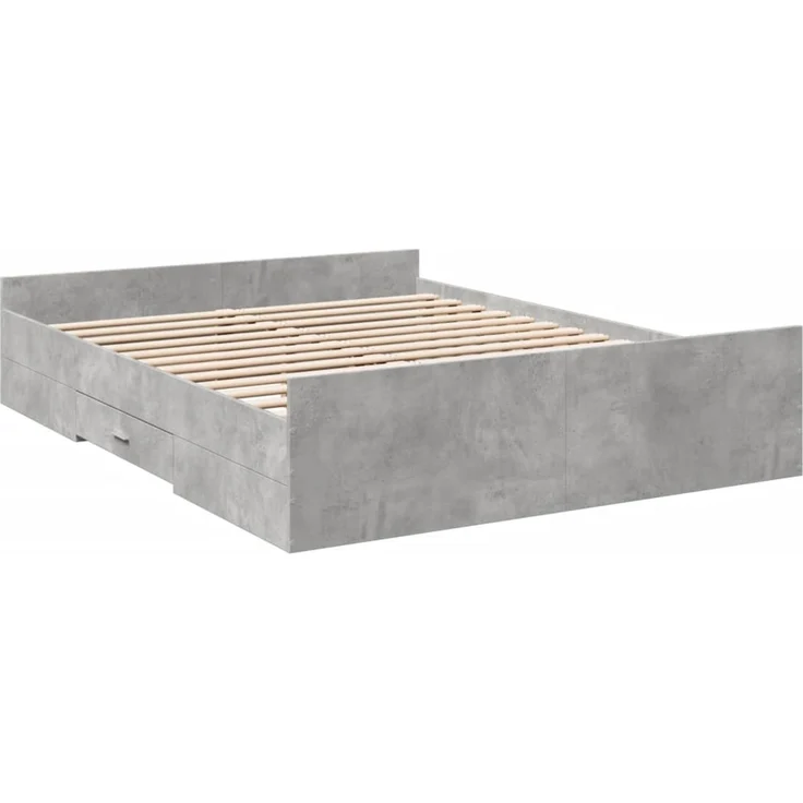 vidaXL Bettgestell mit Schubladen Betongrau 160x200 cm Holzwerkstoff 3280282 – Bild 3