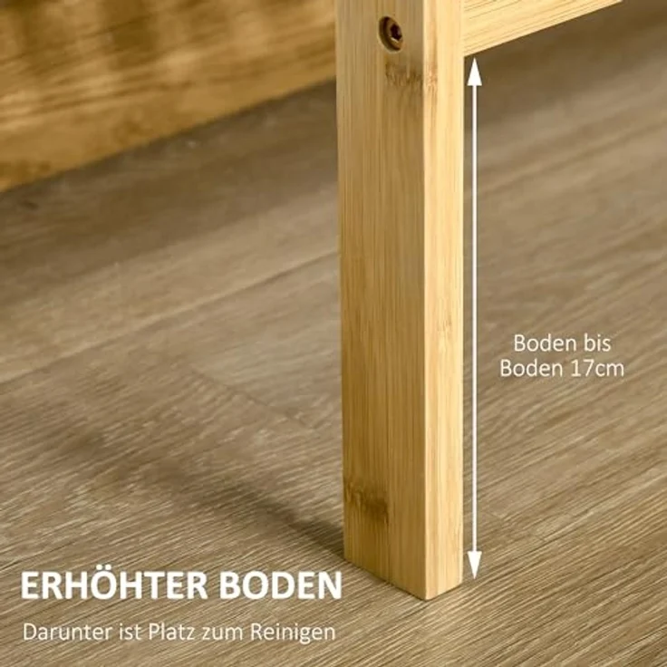 HOMCOM Standregal Küchenregal mit 3 Ebenen, Bambusregal, Mehrzweckschrank 1-tlg, für Wohnzimmer, Natur – Bild 6